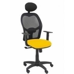 Silla Piqueras Y Crespo Alocen Brazos Regulables Cabecero Fijo Malla Negro Y Asiento Bali Amarillo