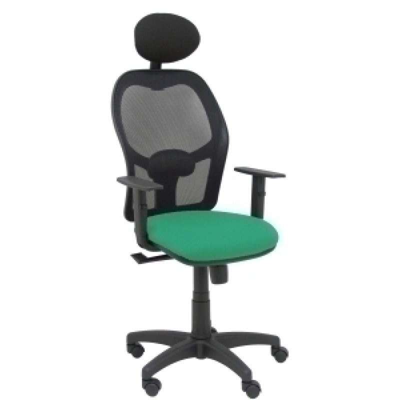 silla-piqueras-y-crespo-alocen-brazos-regulables-cabecero-fijo-malla-negro-y-asiento-bali-verde-esmeralda