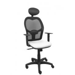 Silla Piqueras Y Crespo Alocen Brazos Regulables Cabecero Fijo Malla Negro Y Asiento Similpiel Blanco