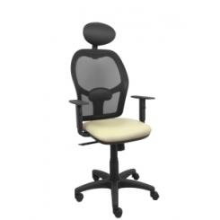 Silla Piqueras Y Crespo Alocen Brazos Regulables Cabecero Fijo Malla Negro Y Asiento Similpiel Crema