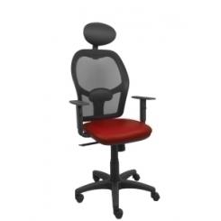 Silla Piqueras Y Crespo Alocen Brazos Regulables Cabecero Fijo Malla Negro Y Asiento Similpiel Granate