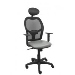 Silla Piqueras Y Crespo Alocen Brazos Regulables Cabecero Fijo Malla Negro Y Asiento Similpiel Gris