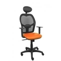 Silla Piqueras Y Crespo Alocen Brazos Regulables Cabecero Fijo Malla Negro Y Asiento Similpiel Naranja