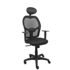 Silla Piqueras Y Crespo Alocen Brazos Regulables Cabecero Fijo Malla Negro Y Asiento Similpiel Negro