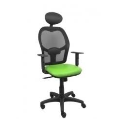 Silla Piqueras Y Crespo Alocen Brazos Regulables Cabecero Fijo Malla Negro Y Asiento Similpiel Pistacho