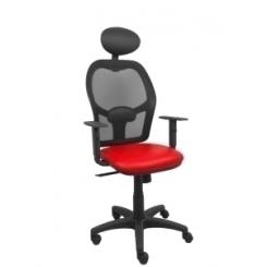 Silla Piqueras Y Crespo Alocen Brazos Regulables Cabecero Fijo Malla Negro Y Asiento Similpiel Rojo