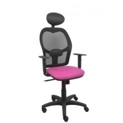 Silla Piqueras Y Crespo Alocen Brazos Regulables Cabecero Fijo Malla Negro Y Asiento Similpiel Rosa