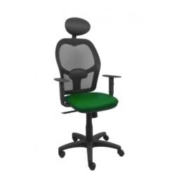 Silla Piqueras Y Crespo Alocen Brazos Regulables Cabecero Fijo Malla Negro Y Asiento Similpiel Verde Botella