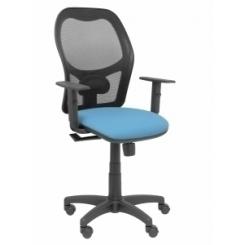 Silla Piqueras Y Crespo Alocen Brazos Regulables Mecanismo Sincro Refuerzo Lumbar Ruedas Nylon Respaldo Malla Negra Transpirable Y Asiento Tapizado Bali Azul Cielo