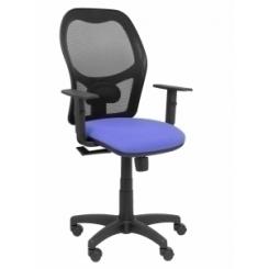Silla Piqueras Y Crespo Alocen Brazos Regulables Mecanismo Sincro Refuerzo Lumbar Ruedas Nylon Respaldo Malla Negra Transpirable Y Asiento Tapizado Bali Azul Claro