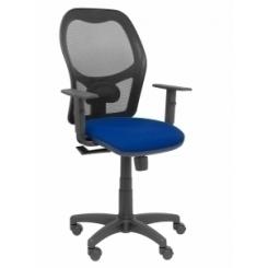 Silla Piqueras Y Crespo Alocen Brazos Regulables Mecanismo Sincro Refuerzo Lumbar Ruedas Nylon Respaldo Malla Negra Transpirable Y Asiento Tapizado Bali Azul Marino