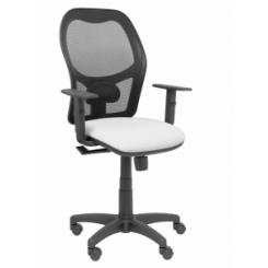 Silla Piqueras Y Crespo Alocen Brazos Regulables Mecanismo Sincro Refuerzo Lumbar Ruedas Nylon Respaldo Malla Negra Transpirable Y Asiento Tapizado Bali Blanco