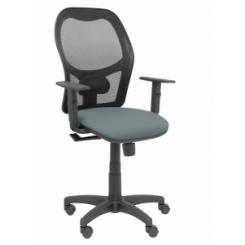 Silla Piqueras Y Crespo Alocen Brazos Regulables Mecanismo Sincro Refuerzo Lumbar Ruedas Nylon Respaldo Malla Negra Transpirable Y Asiento Tapizado Bali Gris