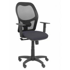 Silla Piqueras Y Crespo Alocen Brazos Regulables Mecanismo Sincro Refuerzo Lumbar Ruedas Nylon Respaldo Malla Negra Transpirable Y Asiento Tapizado Bali Gris Oscuro