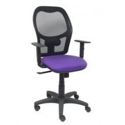 Silla Piqueras Y Crespo Alocen Brazos Regulables Mecanismo Sincro Refuerzo Lumbar Ruedas Nylon Respaldo Malla Negra Transpirable Y Asiento Tapizado Bali Lila