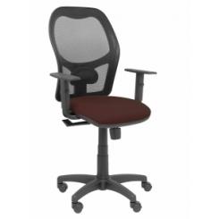 Silla Piqueras Y Crespo Alocen Brazos Regulables Mecanismo Sincro Refuerzo Lumbar Ruedas Nylon Respaldo Malla Negra Transpirable Y Asiento Tapizado Bali Marron Oscuro