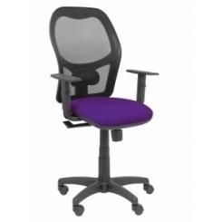 Silla Piqueras Y Crespo Alocen Brazos Regulables Mecanismo Sincro Refuerzo Lumbar Ruedas Nylon Respaldo Malla Negra Transpirable Y Asiento Tapizado Bali Morado