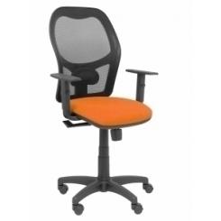 Silla Piqueras Y Crespo Alocen Brazos Regulables Mecanismo Sincro Refuerzo Lumbar Ruedas Nylon Respaldo Malla Negra Transpirable Y Asiento Tapizado Bali Naranja