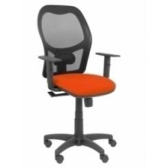 Silla Piqueras Y Crespo Alocen Brazos Regulables Mecanismo Sincro Refuerzo Lumbar Ruedas Nylon Respaldo Malla Negra Transpirable Y Asiento Tapizado Bali Naranja Oscuro
