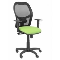 Silla Piqueras Y Crespo Alocen Brazos Regulables Mecanismo Sincro Refuerzo Lumbar Ruedas Nylon Respaldo Malla Negra Transpirable Y Asiento Tapizado Bali Pistacho