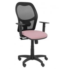 Silla Piqueras Y Crespo Alocen Brazos Regulables Mecanismo Sincro Refuerzo Lumbar Ruedas Nylon Respaldo Malla Negra Transpirable Y Asiento Tapizado Bali Rosa