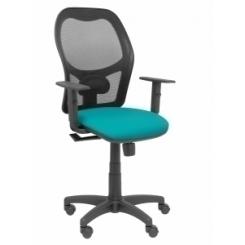 Silla Piqueras Y Crespo Alocen Brazos Regulables Mecanismo Sincro Refuerzo Lumbar Ruedas Nylon Respaldo Malla Negra Transpirable Y Asiento Tapizado Bali Turquesa