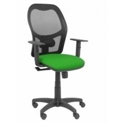 Silla Piqueras Y Crespo Alocen Brazos Regulables Mecanismo Sincro Refuerzo Lumbar Ruedas Nylon Respaldo Malla Negra Transpirable Y Asiento Tapizado Bali Verde