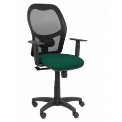 Silla Piqueras Y Crespo Alocen Brazos Regulables Mecanismo Sincro Refuerzo Lumbar Ruedas Nylon Respaldo Malla Negra Transpirable Y Asiento Tapizado Bali Verde Botella