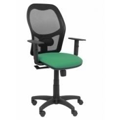 Silla Piqueras Y Crespo Alocen Brazos Regulables Mecanismo Sincro Refuerzo Lumbar Ruedas Nylon Respaldo Malla Negra Transpirable Y Asiento Tapizado Bali Verde Esmeralda