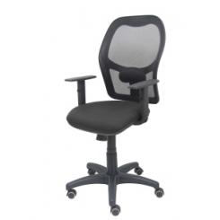Silla Piqueras Y Crespo Alocen Brazos Regulables Mecanismo Sincro Refuerzo Lumbar Ruedas Parque Respaldo Malla Negra Transpirable Y Asiento Tapizado Bali Negro
