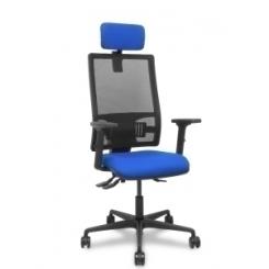 Silla Piqueras Y Crespo Bormate Brazos 2D Apoyo Lumbar Y Cabecero Regulables Mecanismo Asincro Ruedas Nylon De 65 Respaldo De Malla Negra Y Asiento Tapizado Bali Azul