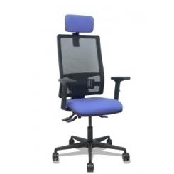 Silla Piqueras Y Crespo Bormate Brazos 2D Apoyo Lumbar Y Cabecero Regulables Mecanismo Asincro Ruedas Nylon De 65 Respaldo De Malla Negra Y Asiento Tapizado Bali Azul Claro