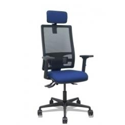 Silla Piqueras Y Crespo Bormate Brazos 2D Apoyo Lumbar Y Cabecero Regulables Mecanismo Asincro Ruedas Nylon De 65 Respaldo De Malla Negra Y Asiento Tapizado Bali Azul Marino