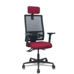 Silla Piqueras Y Crespo Bormate Brazos 2D Apoyo Lumbar Y Cabecero Regulables Mecanismo Asincro Ruedas Nylon De 65 Respaldo De Malla Negra Y Asiento Tapizado Bali Granate