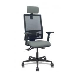 Silla Piqueras Y Crespo Bormate Brazos 2D Apoyo Lumbar Y Cabecero Regulables Mecanismo Asincro Ruedas Nylon De 65 Respaldo De Malla Negra Y Asiento Tapizado Bali Gris