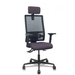 Silla Piqueras Y Crespo Bormate Brazos 2D Apoyo Lumbar Y Cabecero Regulables Mecanismo Asincro Ruedas Nylon De 65 Respaldo De Malla Negra Y Asiento Tapizado Bali Gris Oscuro