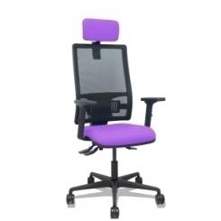 Silla Piqueras Y Crespo Bormate Brazos 2D Apoyo Lumbar Y Cabecero Regulables Mecanismo Asincro Ruedas Nylon De 65 Respaldo De Malla Negra Y Asiento Tapizado Bali Lila