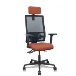 Silla Piqueras Y Crespo Bormate Brazos 2D Apoyo Lumbar Y Cabecero Regulables Mecanismo Asincro Ruedas Nylon De 65 Respaldo De Malla Negra Y Asiento Tapizado Bali Marron