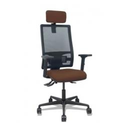 Silla Piqueras Y Crespo Bormate Brazos 2D Apoyo Lumbar Y Cabecero Regulables Mecanismo Asincro Ruedas Nylon De 65 Respaldo De Malla Negra Y Asiento Tapizado Bali Marron Oscuro
