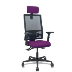 Silla Piqueras Y Crespo Bormate Brazos 2D Apoyo Lumbar Y Cabecero Regulables Mecanismo Asincro Ruedas Nylon De 65 Respaldo De Malla Negra Y Asiento Tapizado Bali Morado