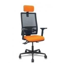 Silla Piqueras Y Crespo Bormate Brazos 2D Apoyo Lumbar Y Cabecero Regulables Mecanismo Asincro Ruedas Nylon De 65 Respaldo De Malla Negra Y Asiento Tapizado Bali Naranja