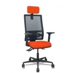 Silla Piqueras Y Crespo Bormate Brazos 2D Apoyo Lumbar Y Cabecero Regulables Mecanismo Asincro Ruedas Nylon De 65 Respaldo De Malla Negra Y Asiento Tapizado Bali Naranja Oscuro