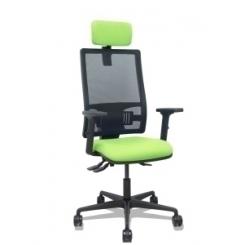 Silla Piqueras Y Crespo Bormate Brazos 2D Apoyo Lumbar Y Cabecero Regulables Mecanismo Asincro Ruedas Nylon De 65 Respaldo De Malla Negra Y Asiento Tapizado Bali Pistacho