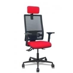 Silla Piqueras Y Crespo Bormate Brazos 2D Apoyo Lumbar Y Cabecero Regulables Mecanismo Asincro Ruedas Nylon De 65 Respaldo De Malla Negra Y Asiento Tapizado Bali Rojo