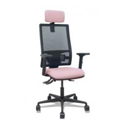 Silla Piqueras Y Crespo Bormate Brazos 2D Apoyo Lumbar Y Cabecero Regulables Mecanismo Asincro Ruedas Nylon De 65 Respaldo De Malla Negra Y Asiento Tapizado Bali Rosa