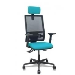 Silla Piqueras Y Crespo Bormate Brazos 2D Apoyo Lumbar Y Cabecero Regulables Mecanismo Asincro Ruedas Nylon De 65 Respaldo De Malla Negra Y Asiento Tapizado Bali Turquesa