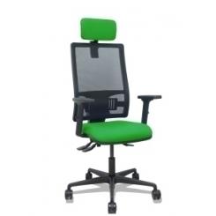 Silla Piqueras Y Crespo Bormate Brazos 2D Apoyo Lumbar Y Cabecero Regulables Mecanismo Asincro Ruedas Nylon De 65 Respaldo De Malla Negra Y Asiento Tapizado Bali Verde