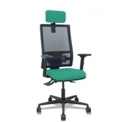 Silla Piqueras Y Crespo Bormate Brazos 2D Apoyo Lumbar Y Cabecero Regulables Mecanismo Asincro Ruedas Nylon De 65 Respaldo De Malla Negra Y Asiento Tapizado Bali Verde Esmeralda