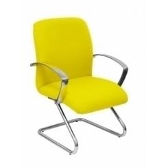 Silla Piqueras Y Crespo Caudete Confidente Estructura Patin Acabado Cromado Brazos Fijos Asiento Y Respaldo Tapizado Bali Amarillo
