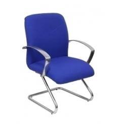 Silla Piqueras Y Crespo Caudete Confidente Estructura Patin Acabado Cromado Brazos Fijos Asiento Y Respaldo Tapizado Bali Azul